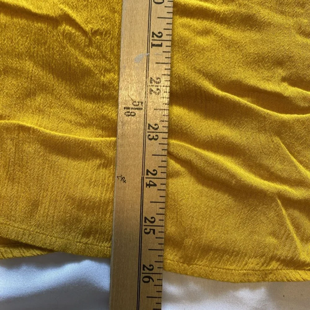 Loft Short Gathered Puff Sleeve Ladies Top Medium Mustard Yellow